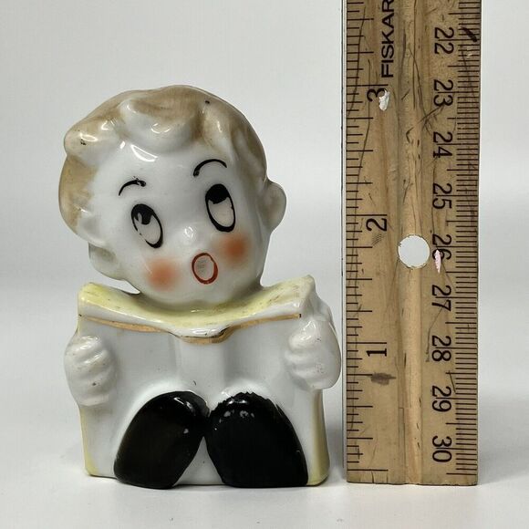 Christmas Caroler Singing Child MCM 3" Ceramic Porcelain Figurine VTG Japan - Picture 7 of 7